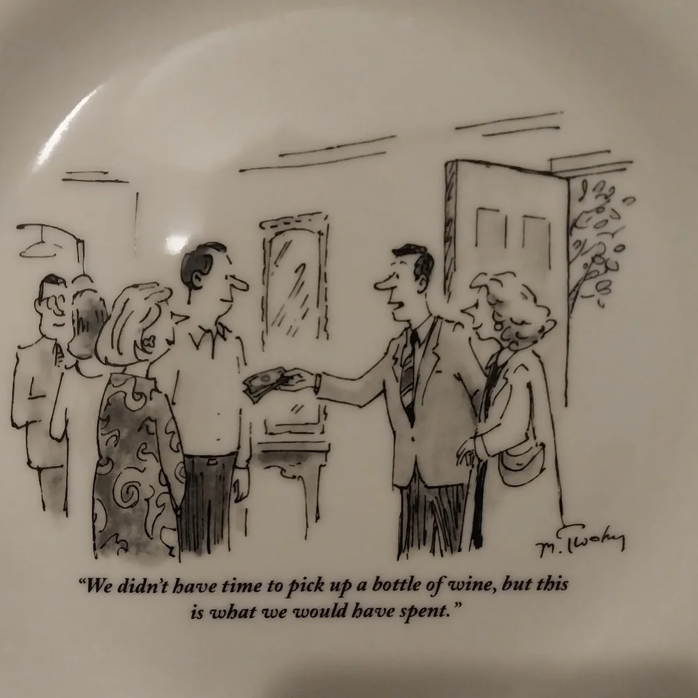 1999 The New Yorker Appetizer cheese plate by cartoon artist Mike Twohy